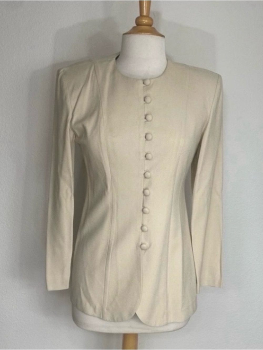 Vintage Petite Sophisticate Women Tan Button Front Blazer Size 2P Classic Preppy